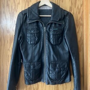 Superdry Dark Brown Leather Jacket